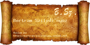 Bertram Szilvánusz névjegykártya
